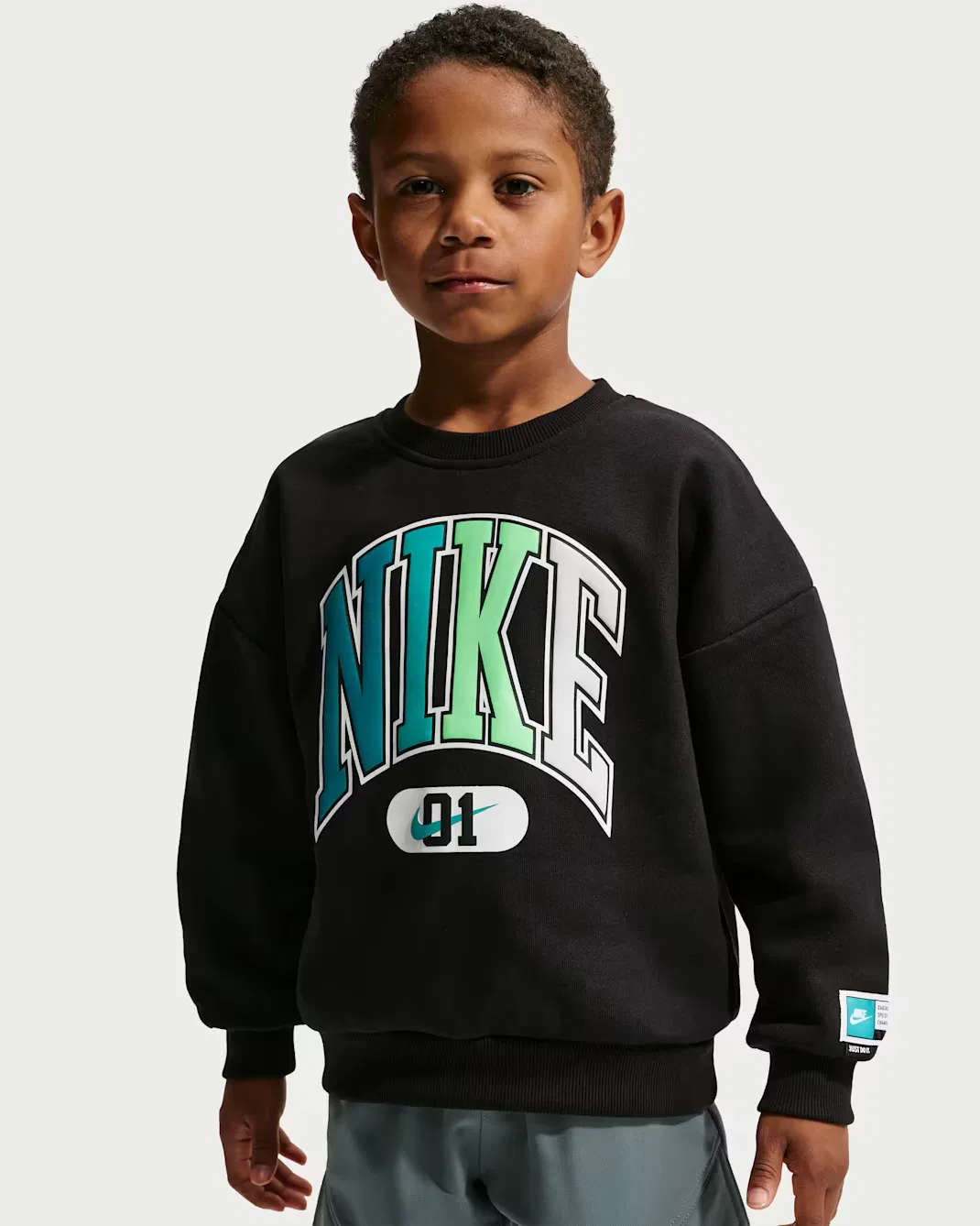 Детская флисовая футболка с круглым вырезом для мультиспорта Nike Sportswear, Black