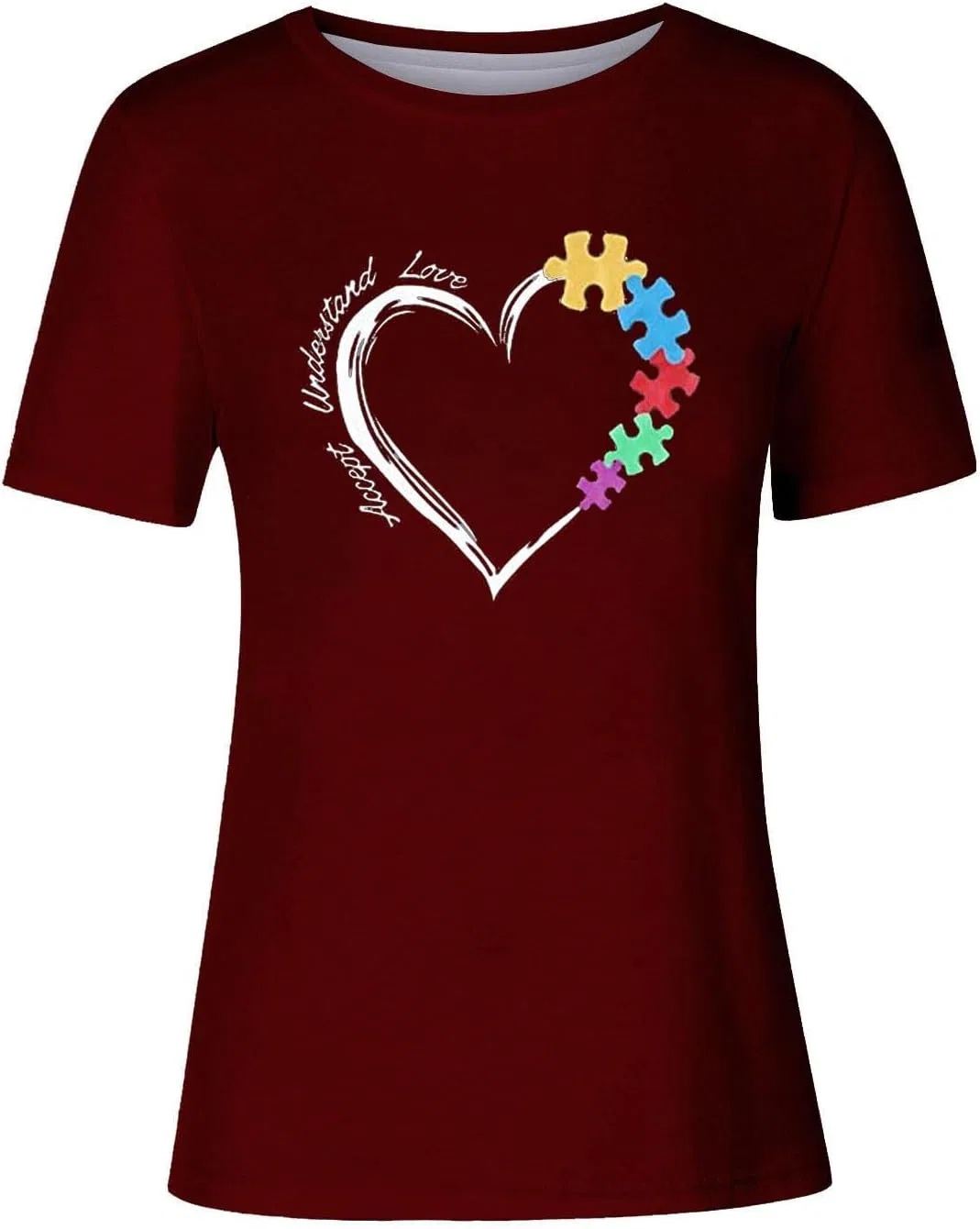 Женская футболка с принтом сердца Graphic Tees, Wine — фото 3