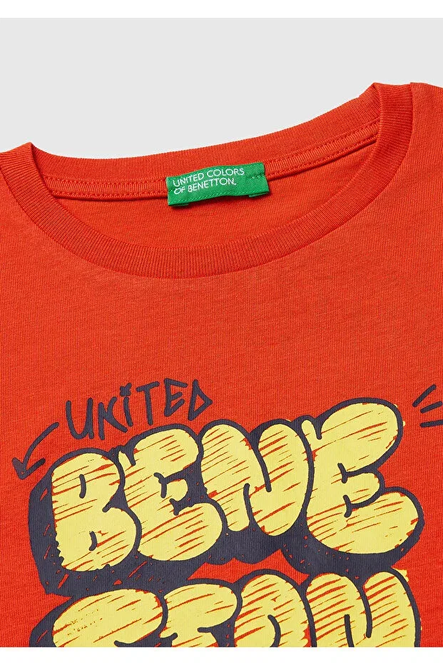 Детская футболка для мальчиков с принтом United Colors Of Benetton, Red — фото 3