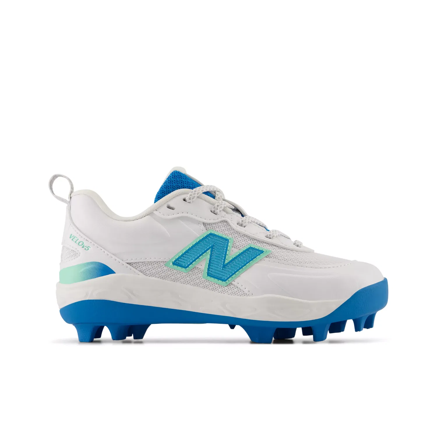 Детские бутсы для софтбола с шипами Velo v5 Rubber Molded New Balance, White with altitude
