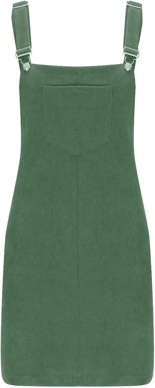 Женское мини-платье-комбинезон на бретелях Corduroy, Army Green — фото 2
