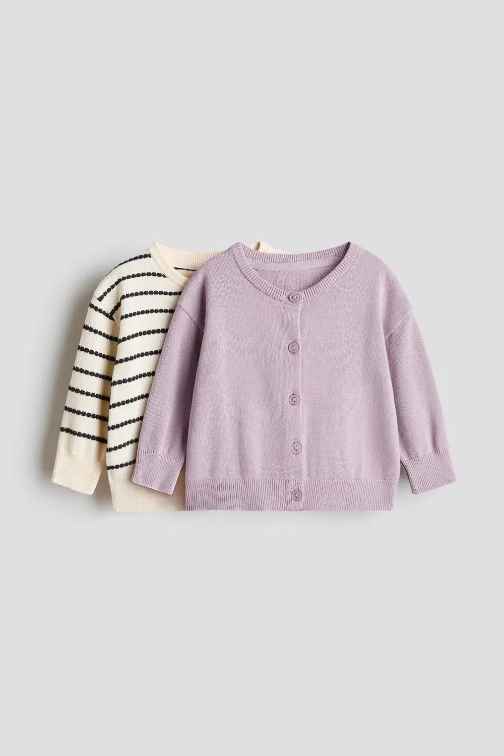 2 хлопковых кардигана в упаковке H&M, Helllila/Cremefarben