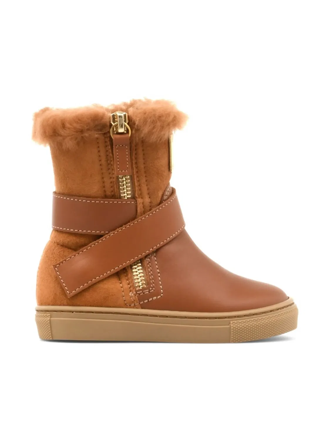 Кожаные снежные ботинки с искусственным мехом Giuseppe Zanotti, коричневый — фото 3