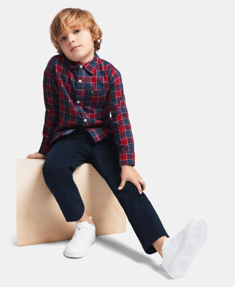 Комплект из рубашки и брюк с фланелевым принтом Tommy Hilfiger, Red Plaid/Navy — фото 4
