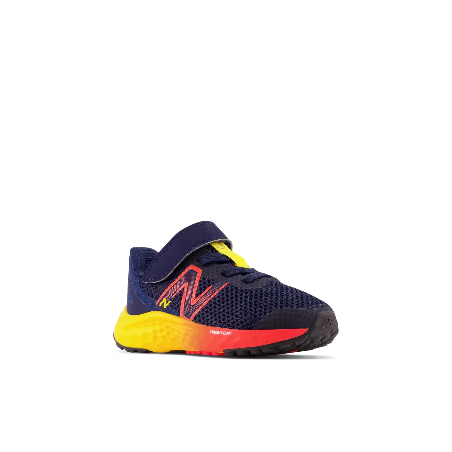 Детские кроссовки с шнурками-бингл и верхней застежкой Fresh Foam Arishi v4 New Balance, Team Navy With Electric Red And Egg Yolk — фото 2