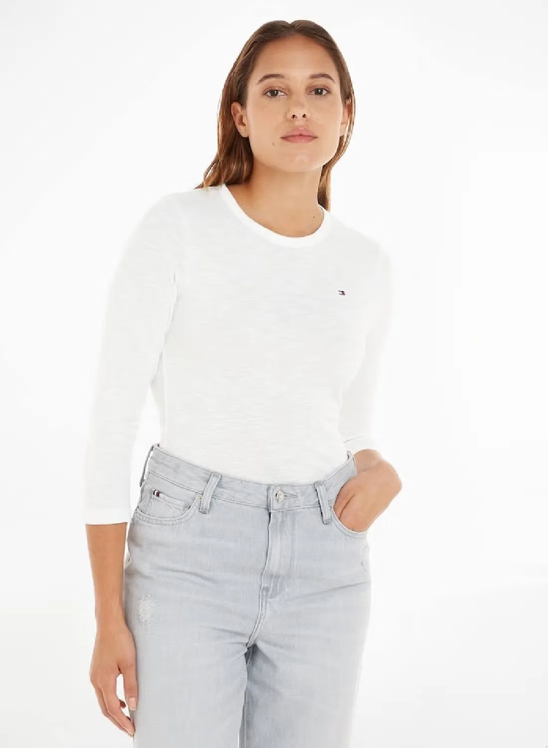 Лонгслив вязаный с открытыми плечами 1985 Slim Slub Open Tommy Hilfiger, экрю