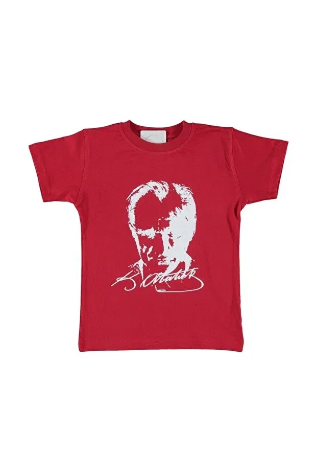 Детская футболка для мальчиков с принтом Tanem Bebe Unisex Child Ataturk T-Shirt Generic Brands, Red