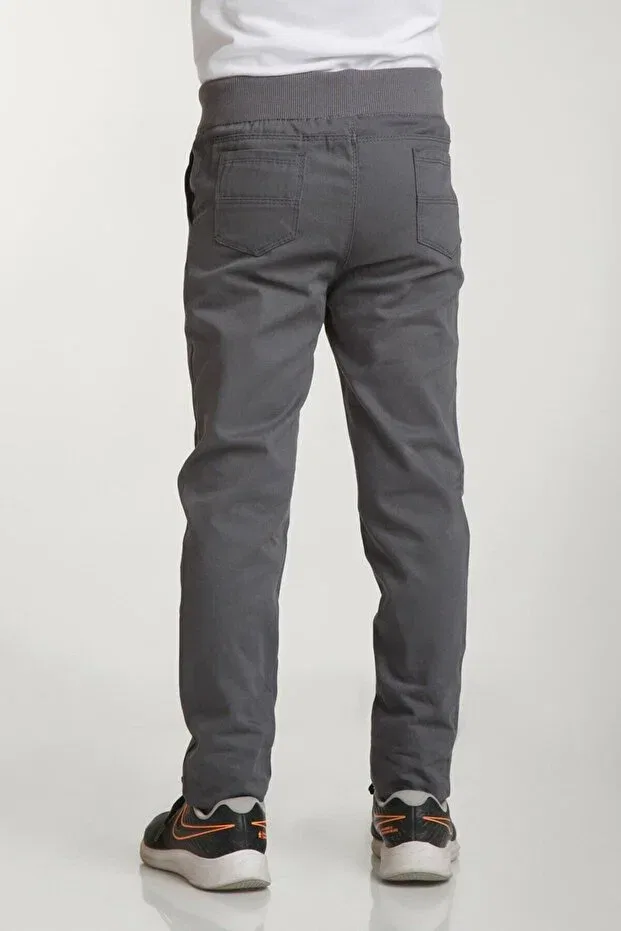 Детские брюки для девочек с эластичным поясом School Trousers Elastic Ribbed Waist Canvas Children's Trousers Nacar Store, Gray — фото 3