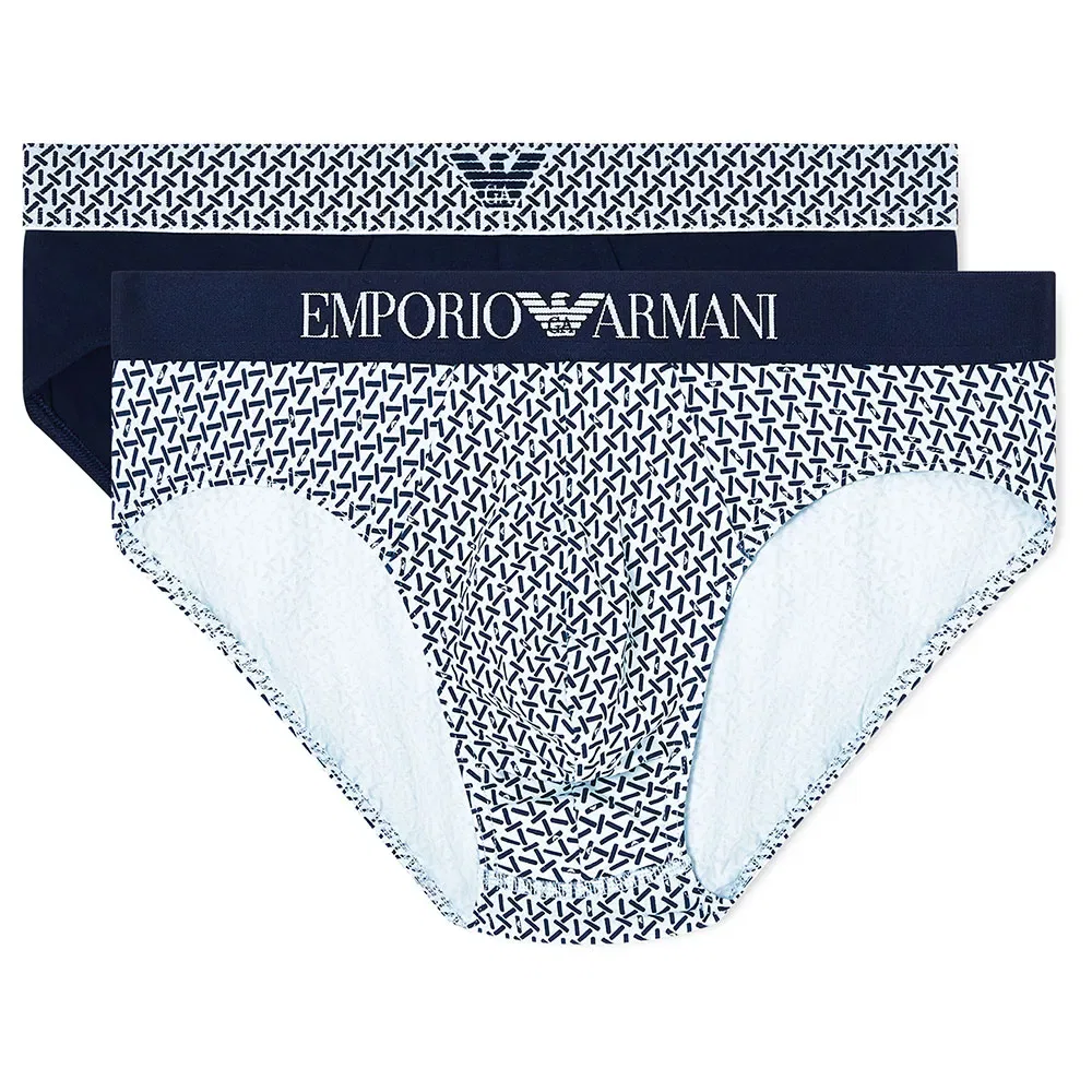 Мужские трусы-слипы из хлопка с принтом Emporio armani, Blue