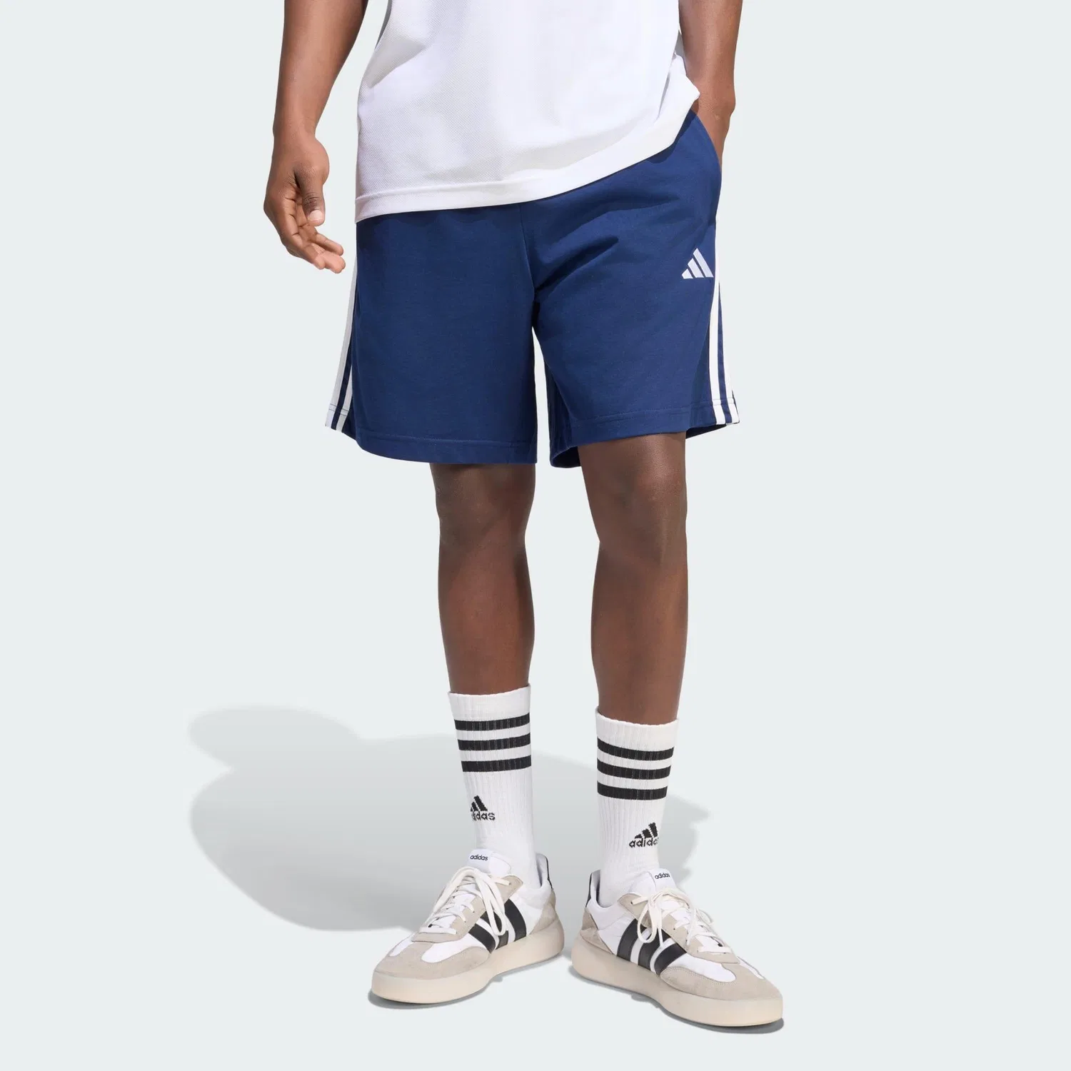 Мужские спортивные шорты с 3-полосным дизайном Essentials Adidas, Navyblau Weiss