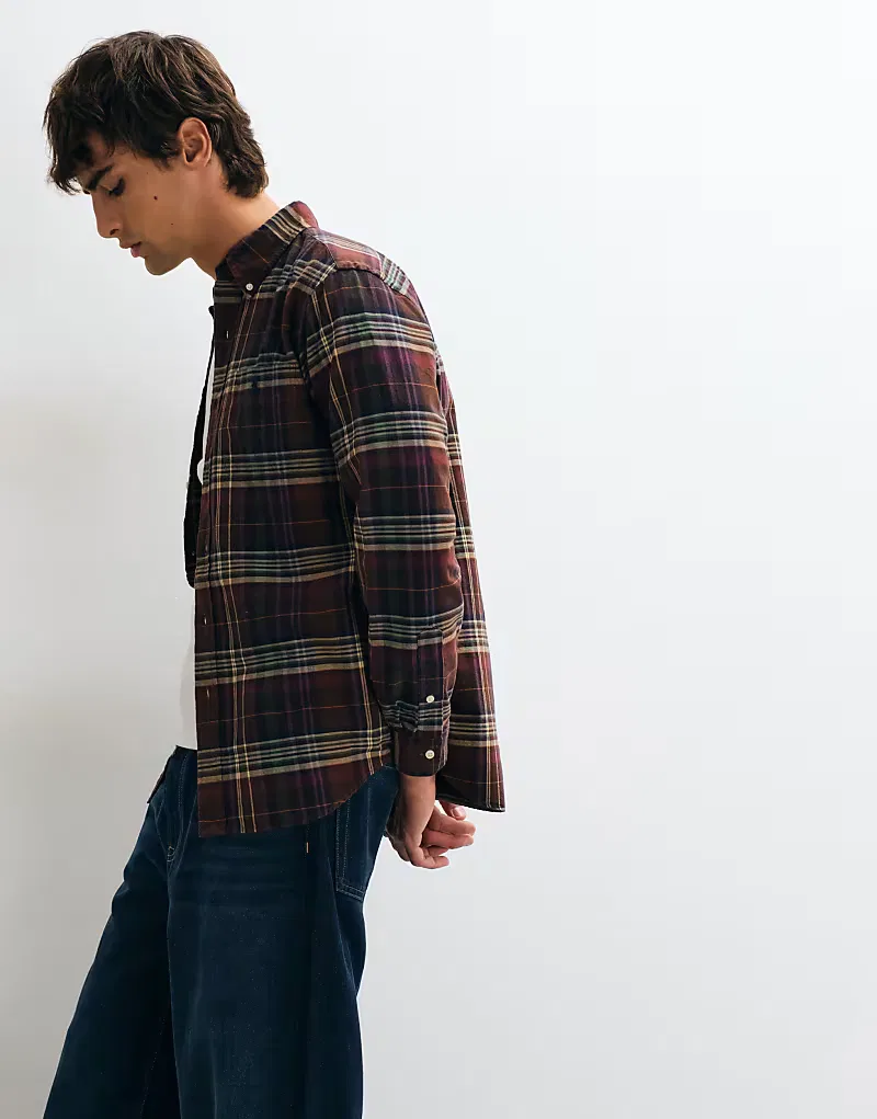 Классическая спортивная рубашка-оксфорд Polo Ralph Lauren коричневого и, зеленый — фото 3