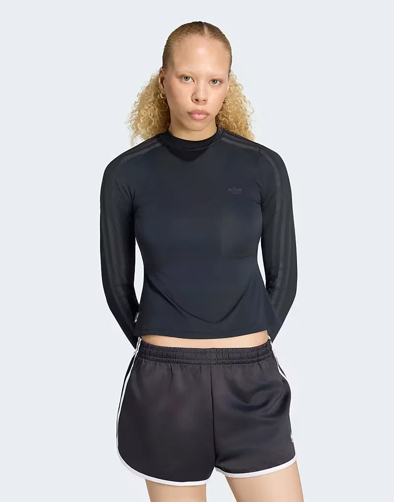 Лонгслив Adiluna season 2 x jennie прозрачный Adidas Originals, черный