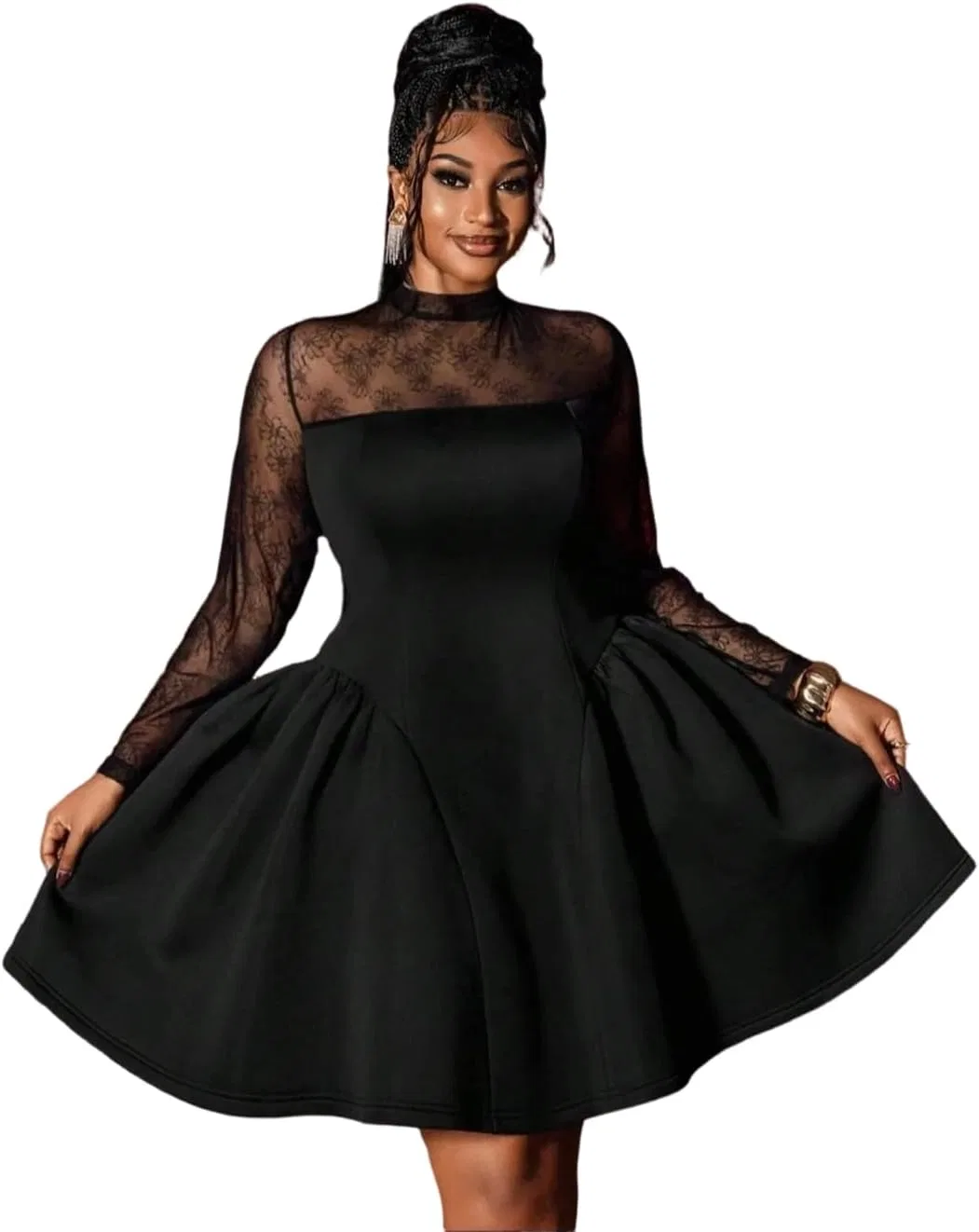Женское платье с одним плечом силуэт песочные часы, Black
