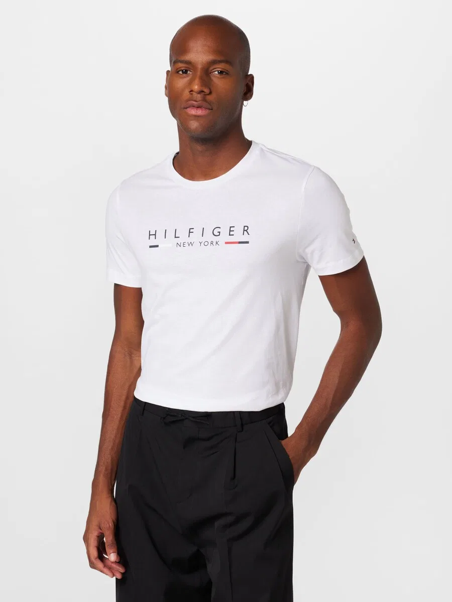 Футболка TOMMY HILFIGER Slim NYC Logo белого цвета — фото 2