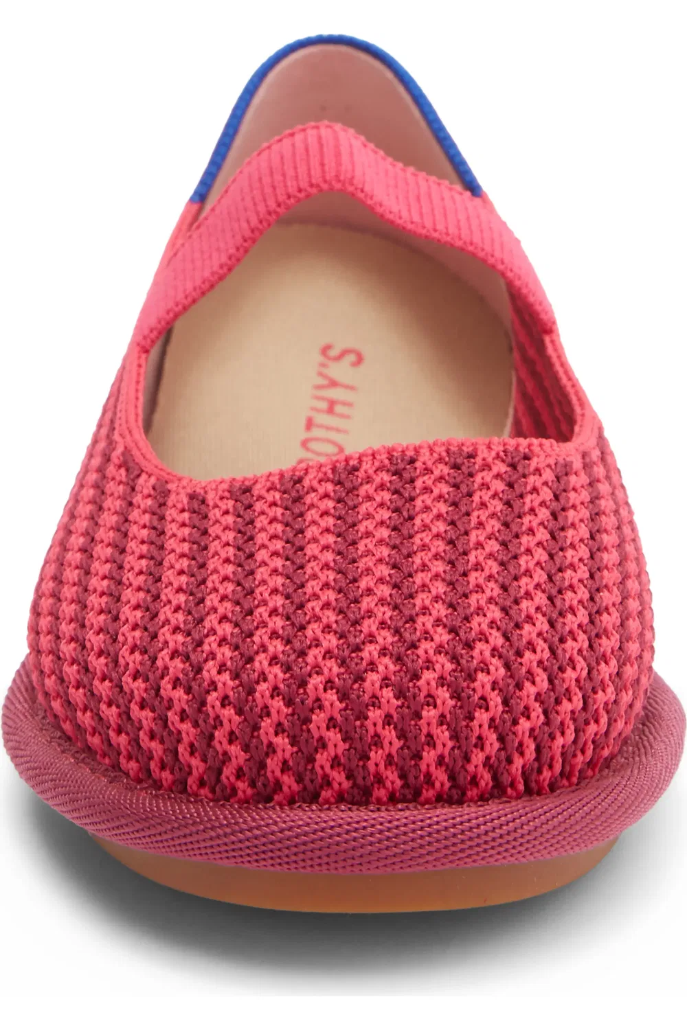 Детские туфли Мэри Джейн на ремешке The Mini Mary Jane Flat Rothy's, Raspberry Stripe — фото 4