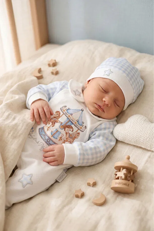 Детский комбинезон для мальчиков хлопковый Magic Carousel Babylim, Ecru — фото 2