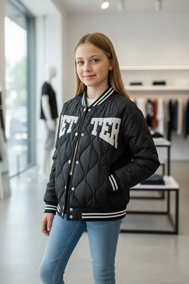Улучшенная аппликационная куртка-бомбер для девочек Minimoda Kids — фото 3
