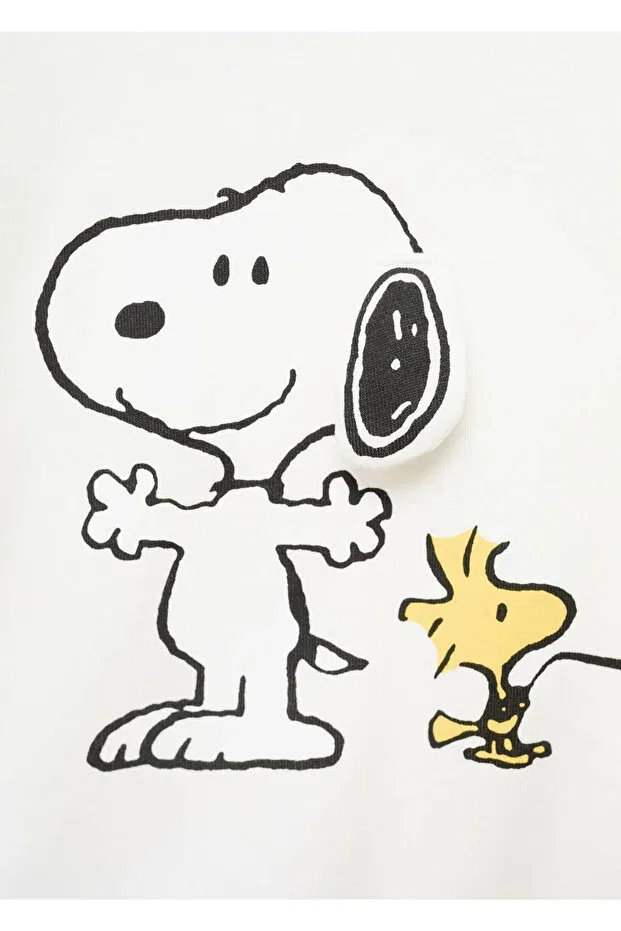 Детская футболка с принтом Snoopy printed t-shirt Mango Baby, Off White — фото 3