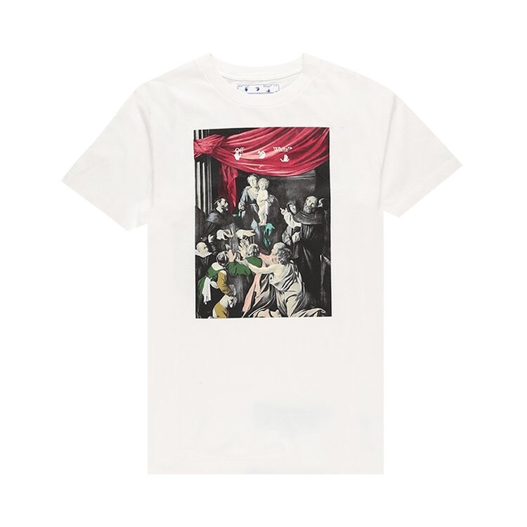 

Футболка Off-White Caravaggio Paint Slim Tee 'White/Black', белый