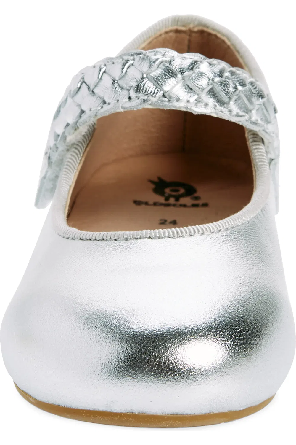 Детские туфли Мэри Джейн с плетеным ремешком Lady Plat OLD SOLES, Silver/Gum Sole — фото 4