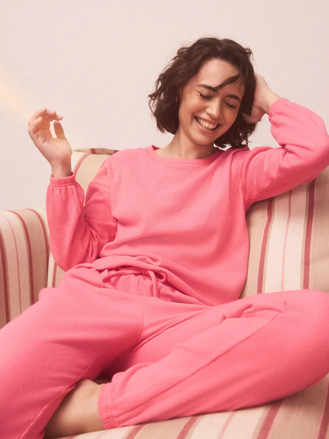 Пижама женская, вафельная, Cosy Next, Ярко-розовый