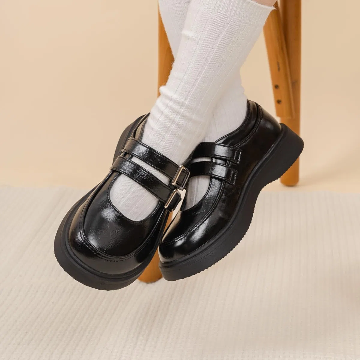 Детские туфли Мэри Джейн для девочек Classic Black GOJERP, Black — фото 2