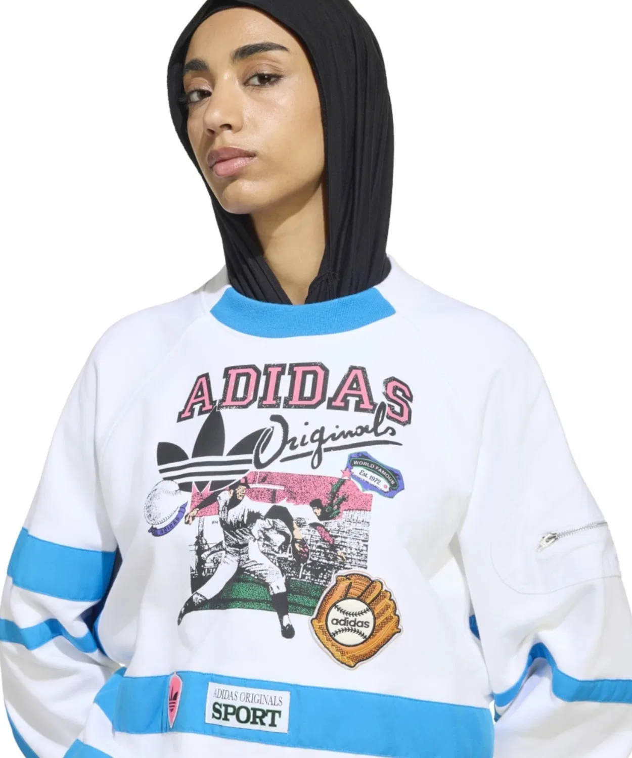 Женский свитшот оверсайз с длинным рукавомArchive Sweat Shirt Baseball Adidas, White — фото 2