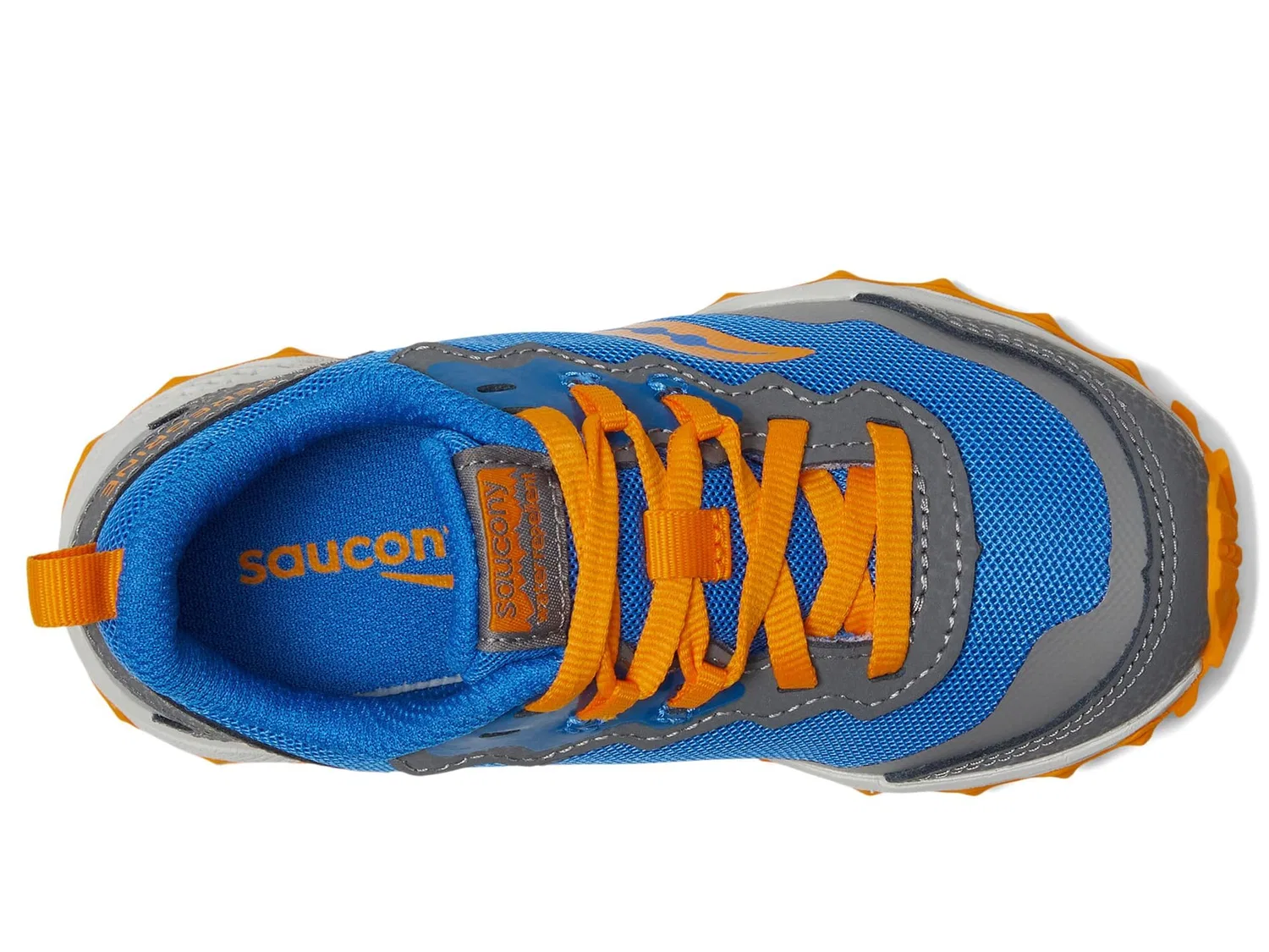 Детские кроссовки с верхом из кожи и сетки Saucony, Blue Orange — фото 2