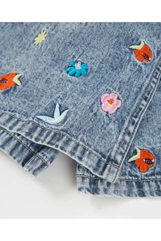 Детские шорты для девочек джинсовые Girl'S Figure Embroidered Blue Denim Shorts Skirt Tuc Tuc, Blue — фото 4