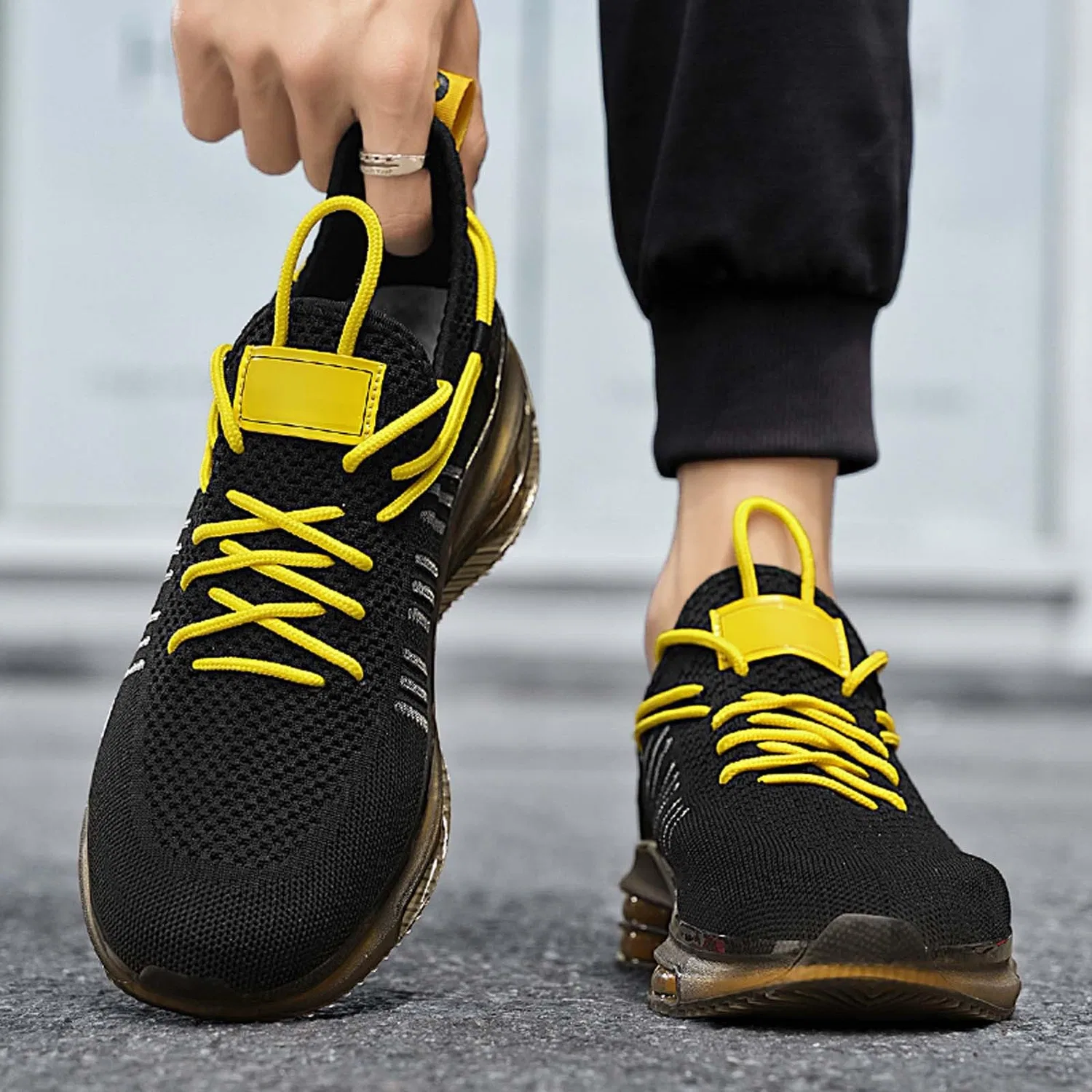 Детские кроссовки из сетки на шнуровке Unisex Daily Wear Lightweight Sports, Nero — фото 2