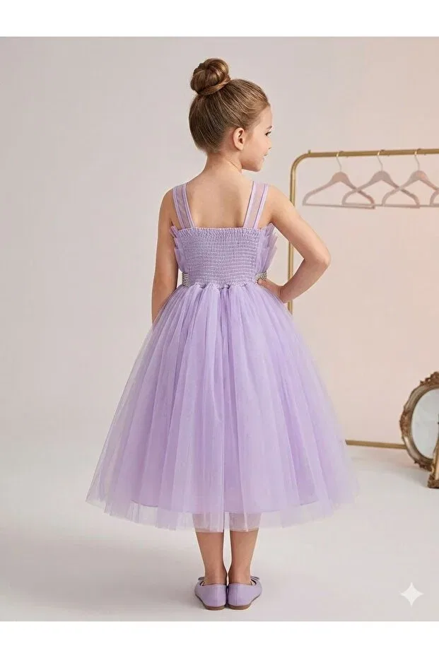 Детское вечернее платье для девочек с принтом Ysferbutik, Purple — фото 2