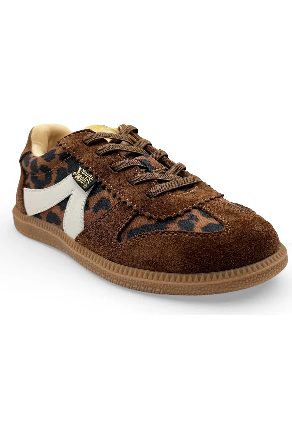 Детские кеды ретро-стиля с эластичными шнурками Brooking Young Soles, Leopard Print