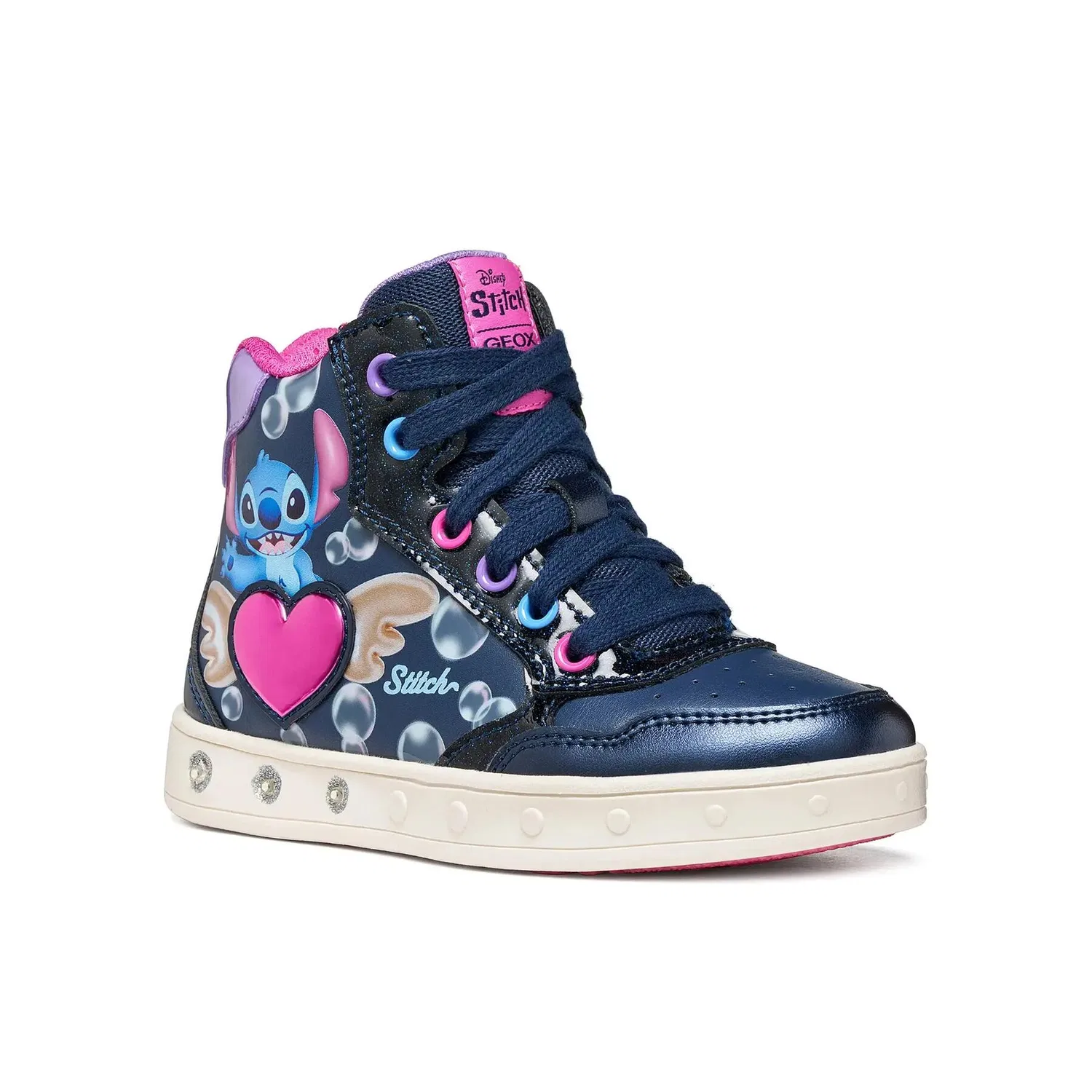 Детские кроссовки для девочек Geox Skylin Converse, Цвет BLAU / Navyblau / Fuchsienrosa — фото 2