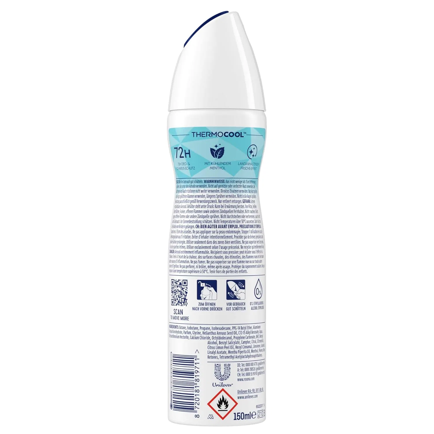 Антиперспирант-спрей Rexona Nonstop Protection с ароматом эвкалипта и кокосовой воды, 6 x 150 мл — фото 3
