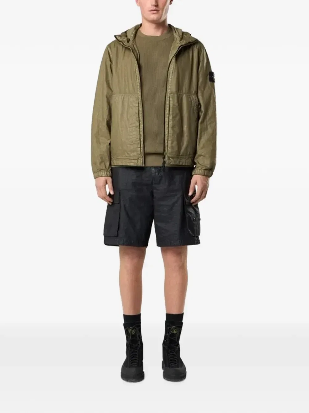 Куртка Stone Island 4100053 из нейлона Panama-TC с эффектом под органику, зеленый — фото 2