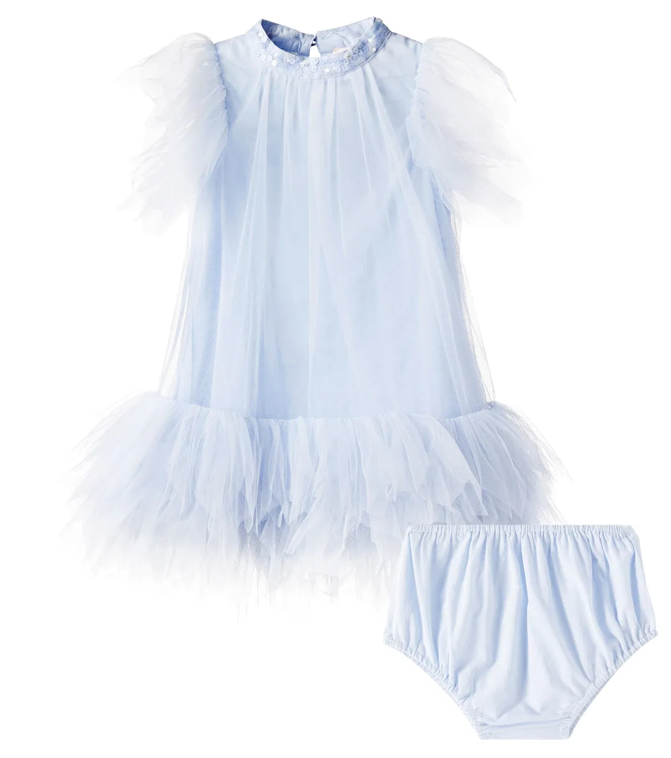 Детское платье Baby Dahlia из тюля с рюшами Tutu Du Monde, синий