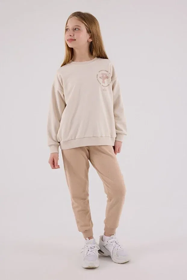 Детский комплект спортивного костюма для девочек U.S. Polo Assn., Beige
