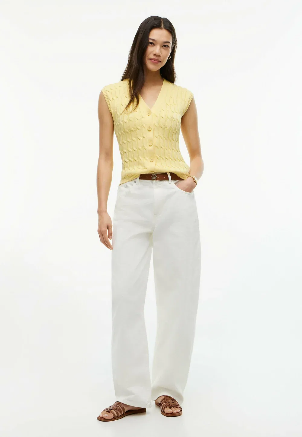 Жилет-Кардиган Mid gg с косами - co cable mid gg - waistcoat Tommy Hilfiger, Citronella — фото 2