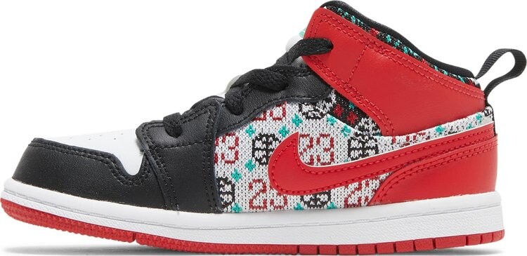 Кроссовки Air Jordan 1 Mid SE TD Ugly Christmas Sweater, красный — фото 3