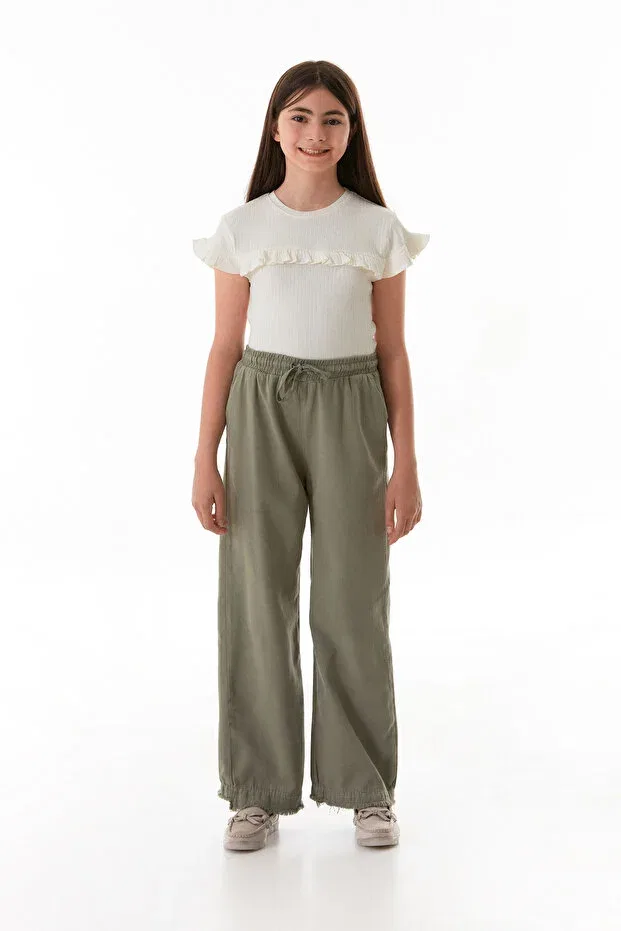Детские брюки для девочек с завязками Fulla Moda, Khaki — фото 3
