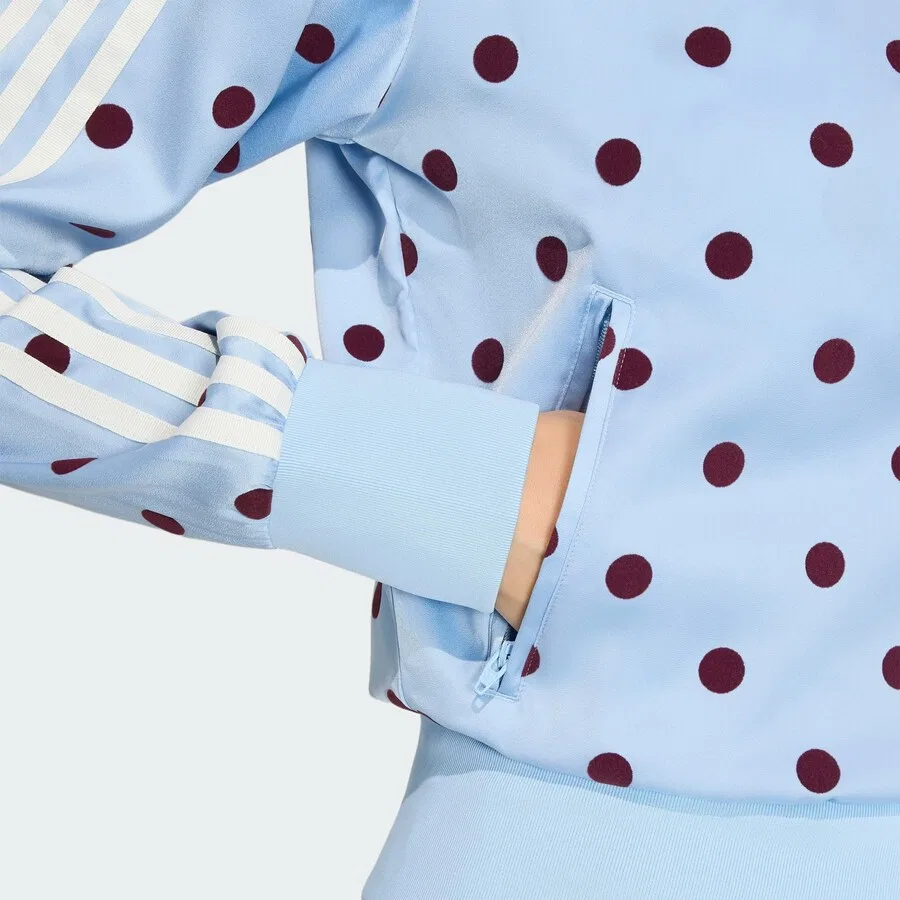Худи на молнии ADIDAS ORIGINALS 'SATIN POLKA DOTS TT Track' пастельно-голубого цвета — фото 4