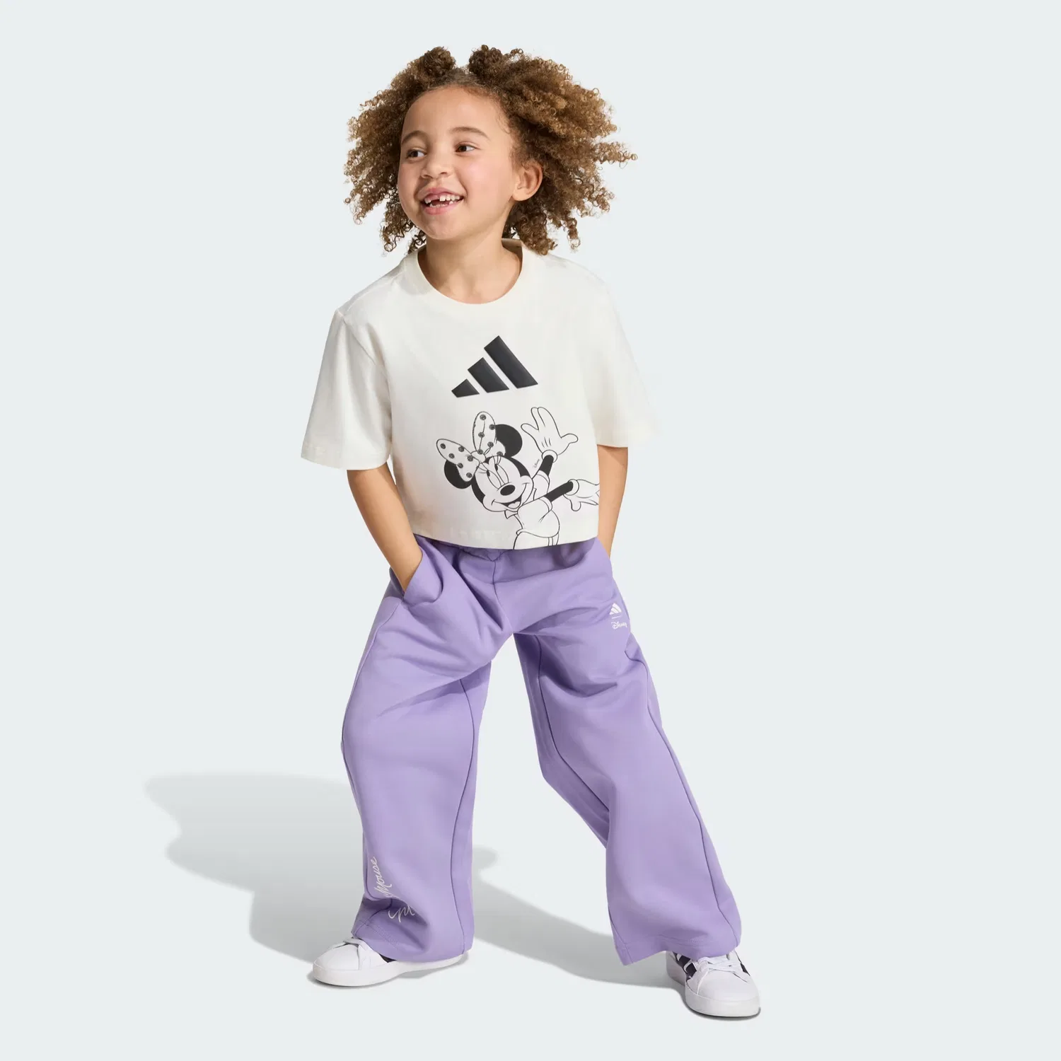 Детская футболка свободного кроя Disney Minnie Mouse Adidas Sportswear, бело-черный — фото 3