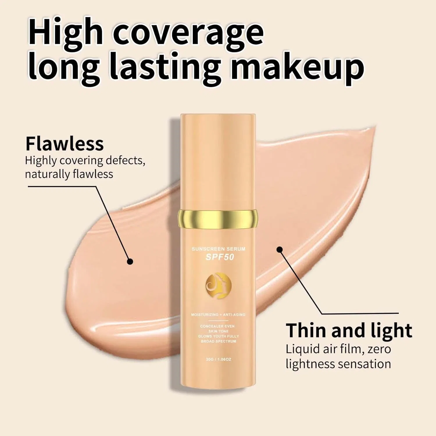 Сыворотка SPF 50 с эффектом тонального средства, 30 мл, 1 шт Generic — фото 4