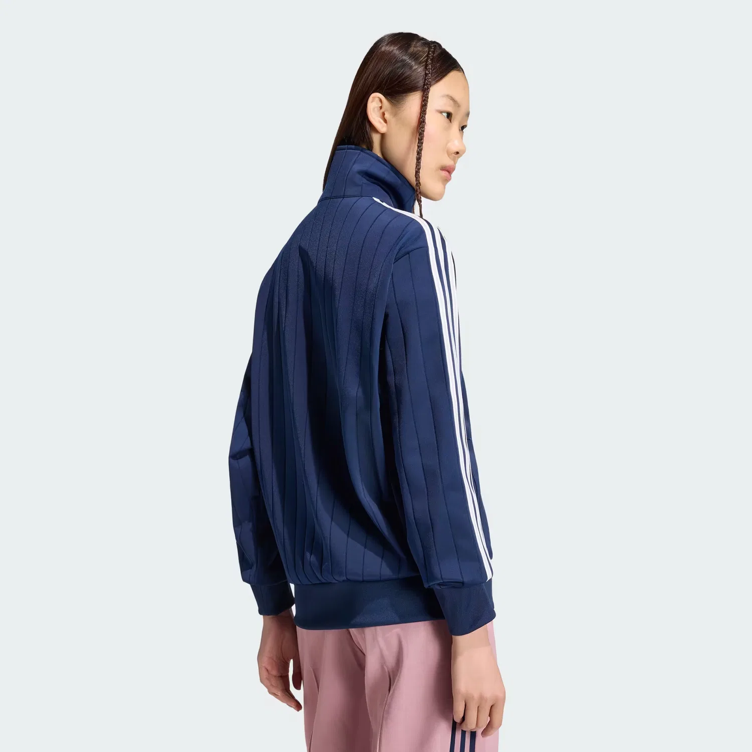 Женская олимпийка свободного кроя Pinstripe Firebird Loose Tracktop Adidas Originals, темно-синий/белый/серый — фото 3