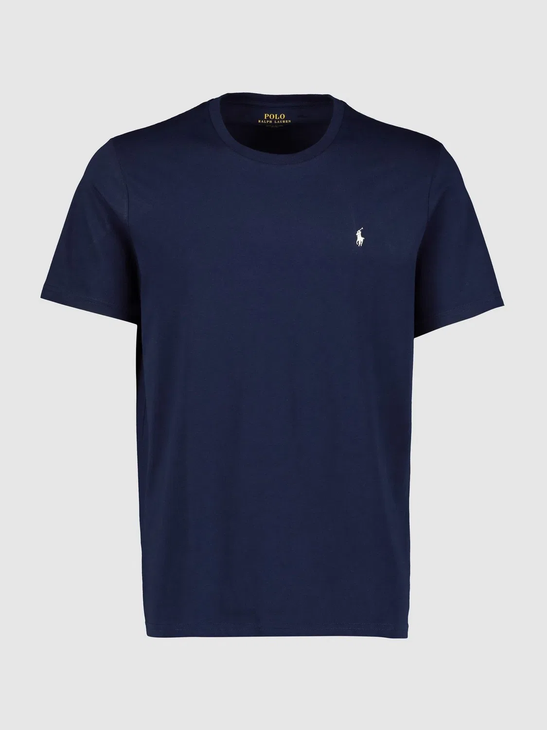 Темно-синяя хлопковая футболка с короткими рукавами и логотипом Polo Ralph Lauren — фото 4
