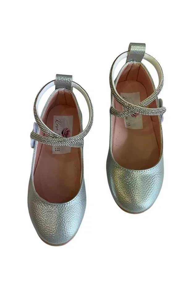 Детские балетки для девочек с принтом Shiny Ankle Stone Heart Velvet Ballet Rose Shoes Kids, Gray — фото 3