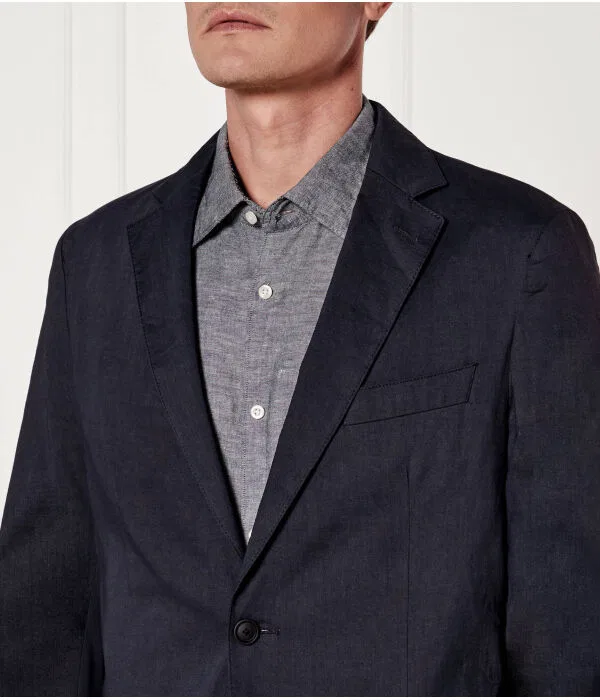 Мужской элегантный льняной пиджак с slim fit P-HANRY-WG-241 BOSS, Blu Marino — фото 4