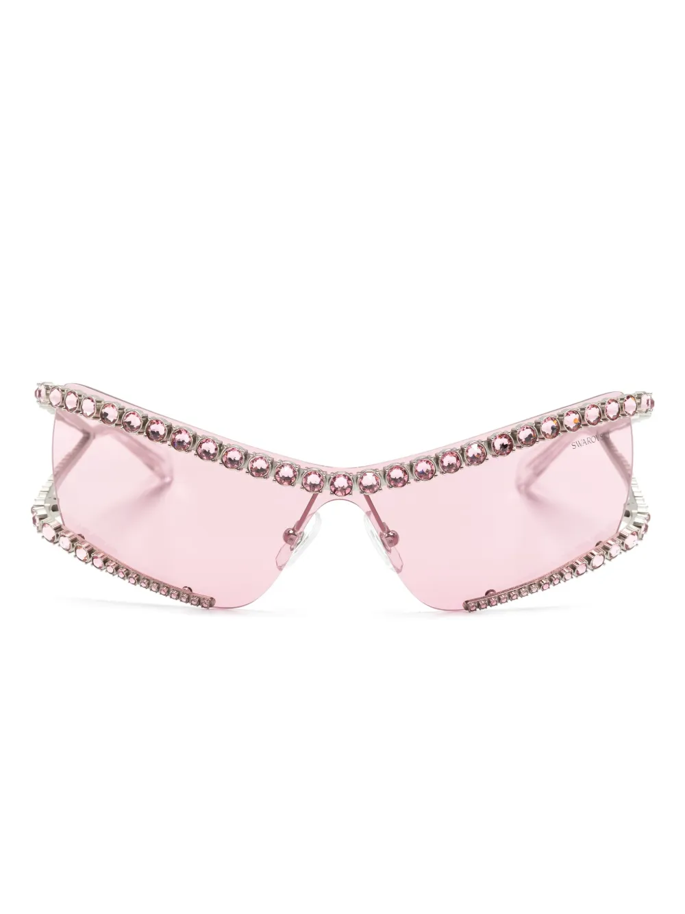 

Солнцезащитные очки-маска с кристаллами Swarovski, серебяный