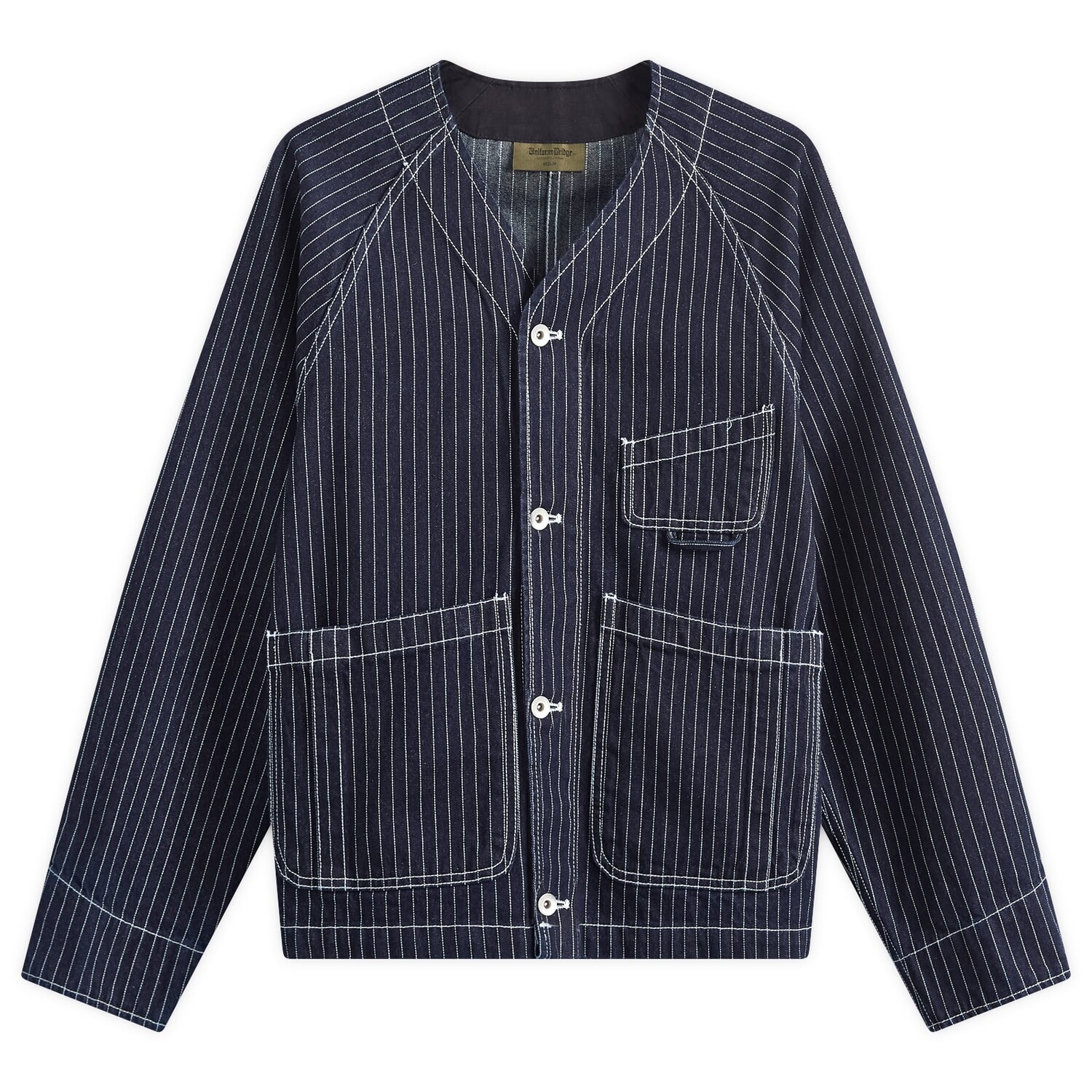 

Рубашка Uniform Bridge Stripe Denim Pocket, синий