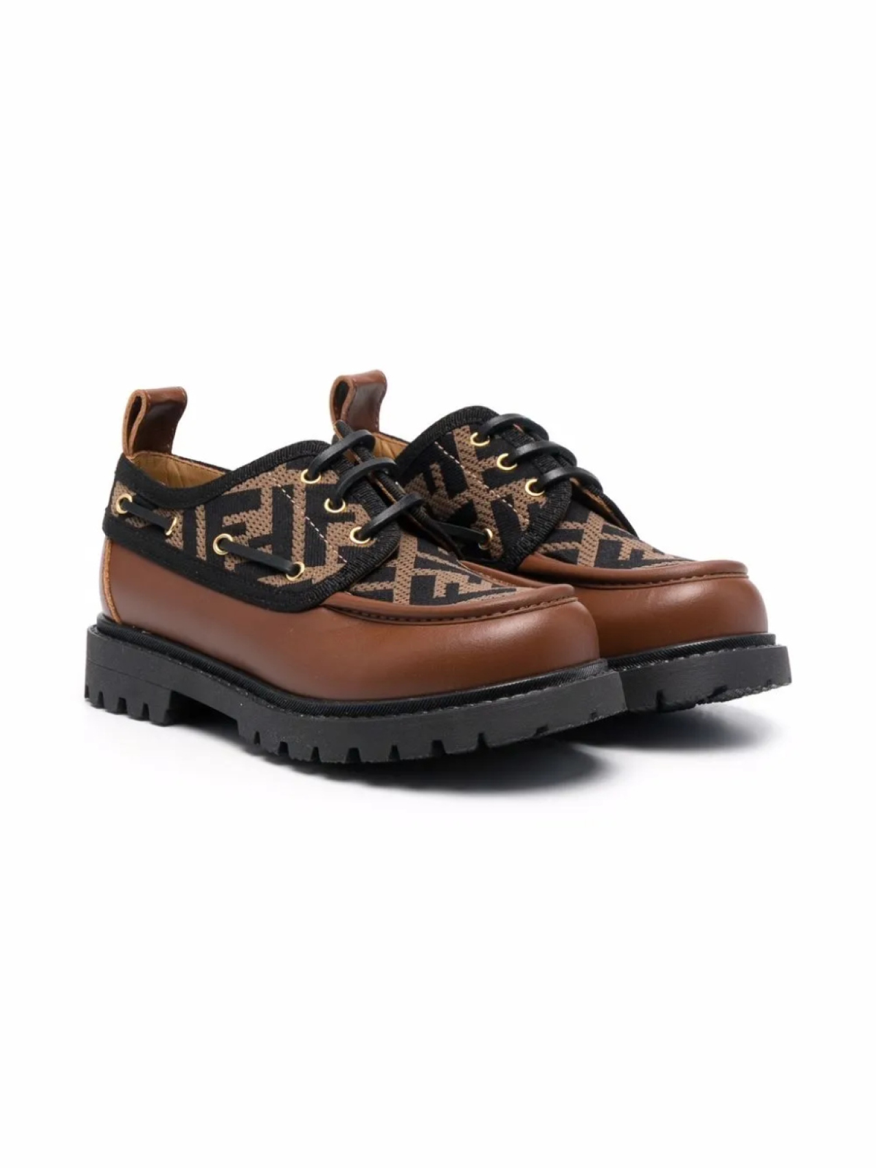 

Туфли на шнуровке с логотипом FF Fendi Kids, коричневый